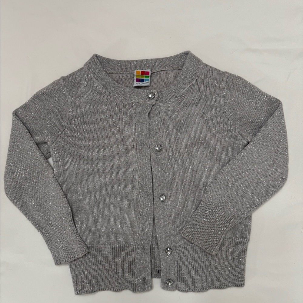 Healthtex Toddler Girl Gray Metallic Cardigan Sweater 24M